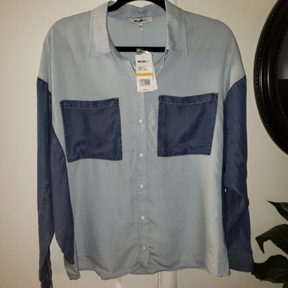 William Rast Dania Chambray Button down Oversized Top